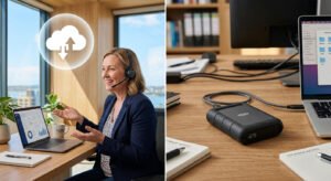 Cloud backup vs local backup featured image showing data storage options for Sydney SMB