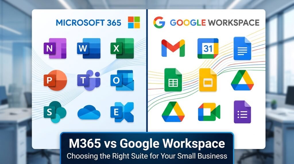 Microsoft 365 vs Google Workspace featured image for small business in Sydney comparison
